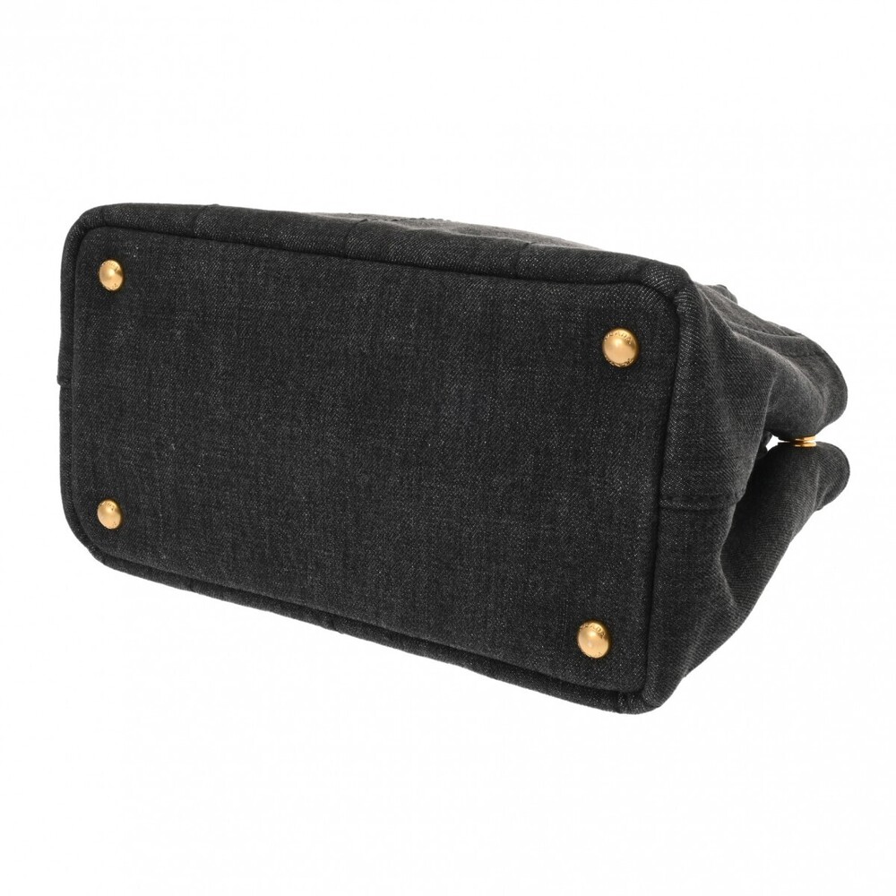 Prada Canapa Handbag Black Tote Denim - Picture 5 of 11